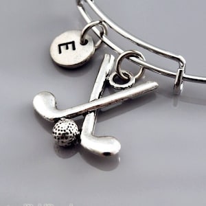 Golf clubs bangle, Golf clubs bracelet, Golf stick, Golf charm bracelet, Golfers bracelet, Expandable bangle, Charm bangle, Initial bracelet