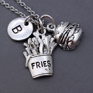 French fries necklace, French fried potatoes, Fries necklace, Buger necklace, Hamburger necklace, Hamburger and fries, Burger and Fries