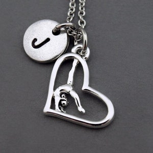 Turnketting, gymnast bedelketting, antiek zilver, initiële ketting, eerste handgestempeld, gepersonaliseerd, monogram