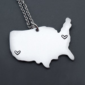 USA Karte Halskette, USA Halskette, USA Karte Charme Halskette, US Karte Silhouette, Fernbeziehung, beste Freunde Halskette