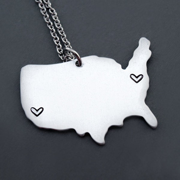 US-Karte Halskette, US-Halskette, Usa Karte Charme Halskette, US-Karte Silhouette, Lange Distanz Beziehung, beste Freunde Halskette