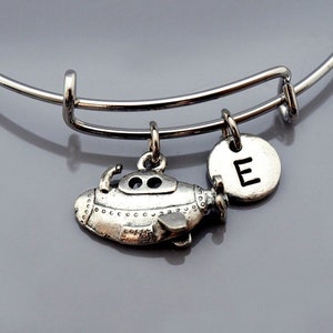 Submarine bangle, Submarine bracelet, Submarine jewelry, Silver submarine bracelet, watercraft, Expandable bangle, Initial bracelet