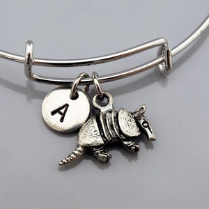 Armadillo Bangle, Armadillo charm Bracelet, Ant eater, Expandable bangle, Personalized bracelet, Charm bangle, Monogram, Initial bracelet