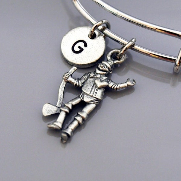 Tin Man Bangle, Tin Man bracelet, tinman, Wizard of OZ, Expandable bangle, Personalized bracelet, Charm bangle, Monogram, Initial bracelet