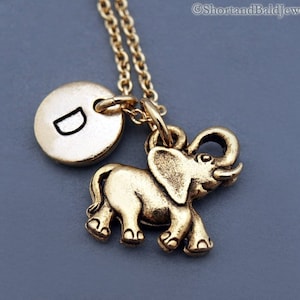 Elephant Charm necklace, Cute elephant necklace, Baby elephant, Gold elephant, Golden elephant, initial necklace, personalized, monogram