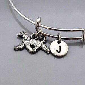 Afghan Hound bangle, Afghan Hound charm bracelet, Expandable bangle, Personalized bracelet, Charm bangle, Monogram, Initial bracelet