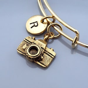 Camera charm Bangle, Camera bracelet, Picture Camera, Expandable bangle, Personalized bracelet, Charm bangle, Monogram, Initial bracelet