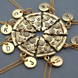 Pizza necklace, Pizza slice necklaces, Set of 6, 7, 8, pepperoni pizza, food charm, Pizza friendship necklace,Whole pizza necklaces