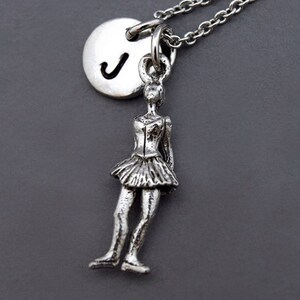 Ballerina Charm Necklace, Ballet dancer, Ballet necklace, initial necklace, initial hand stamped, personalized, antique silver, monogram