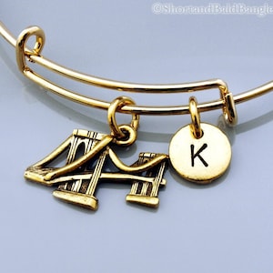 Die Brooklyn Bridge Armreif, New York Bridge Armband, erweiterbarer Armreif, personalisiertes Armband, Charm Armreif, Monogramm, Initial Armband