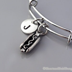 Hog Dog bangle, Hotdog bangle, fast food charm, New York, Expandable bangle, Personalized bracelet, Charm bangle, Monogram, Initial bracelet