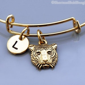 Tiger Bangle, Tiger bracelet, Tiger head, Tiger face, Tiger mask, Expandable bangle, Personalized bracelet, Monogram, Initial bracelet
