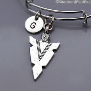 Arrowhead bangle, Arrowhead bracelet, Arrow head, Expandable bangle, Personalized bracelet, Charm bangle, Monogram, Initial bracelet