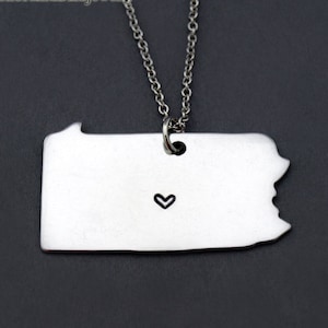 Pennsylvania Halskette, Pennsylvania Karte Charme, Pennsylvania Silhouette, Fernbeziehung, Paare Halskette