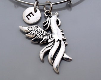 Braccialetto Phoenix, Bracciale Phoenix, Uccello di fuoco, Uccello di fuoco, Phebix, Uccello fenice, Braccialetto personalizzato, Braccialetto con ciondolo, Monogramma, Braccialetto iniziale