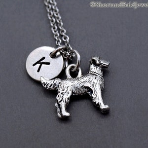Golden Retriever Necklace, Silver Golden retriever charm jewelry, initial necklace, initial hand stamped, personalized, monogram
