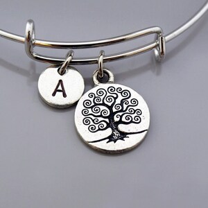 Tree of life bangle, Tree of life bracelet, Family Tree bracelet, Family tree charm bangle, Circle of life, tree of life circle