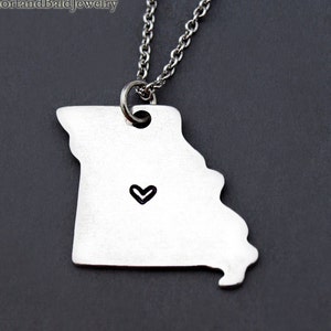Missouri Halskette, Missouri State Map Charme, Missouri State Silhouette, Fernbeziehung, Paare-Halskette, beste Freunde Halskette