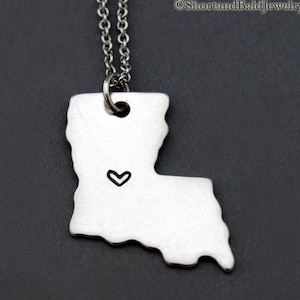 Louisiana Halskette, Louisiana State Karte, Louisiana State Silhouette, Fernbeziehung, Paare Halskette, beste Freunde Halskette