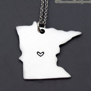Minnesota Halskette, Minnesota State Charme, Minnesota State Silhouette, Fernbeziehung, Paare Halskette, beste Freunde Halskette