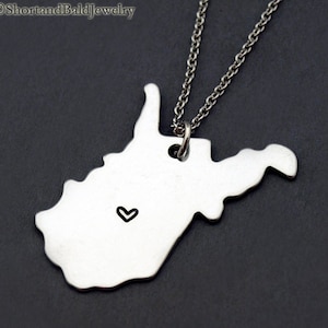 West Virginia Halskette, West Virginia State Map Charme, West Virginia State Silhouette, Fernbeziehung, Paare Halskette