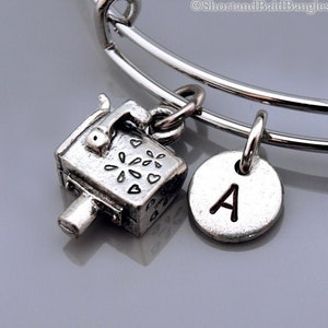 Mailbox bangle, Mailbox bracelet, Mail box, Post box, Expandable bangle, Personalized bracelet, Charm bangle, Monogram, Initial bracelet