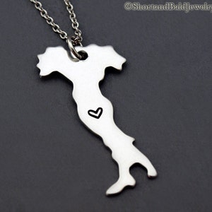 Italy map necklace, Italy map charm, Italy Map Silhouette necklace, Long Distance Relationship, Couples necklace, Best friends necklace image 1