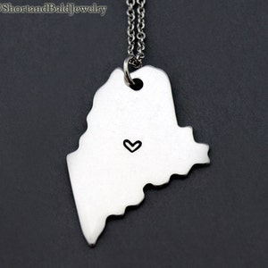 Maine Halskette, Maine State Map Charme, Maine State Silhouette, Fernbeziehung, Paare-Halskette, beste Freunde Halskette