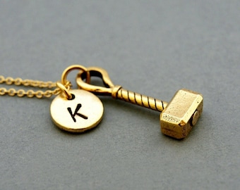 Thor's Hammer Necklace, Hammer of Thor, Mjölnir, Antique Gold