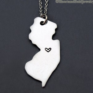 New Jersey Halskette, New Jersey State Map, New Jersey State Silhouette, Fernbeziehung, Halskette für Paare, Halskette für beste Freunde