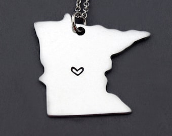 Minnesota Necklace, Minnesota State charm, Minnesota State Silhouette, Long Distance Relationship, Couples Necklace, Best friends Necklace