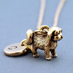 Collar de Shih Tzu, collar de Shitsu, joyas de Shih Tzu, dije de Shih Tzu, collar de Shih Tzu dorado, collar con inicial, personalizado, monograma