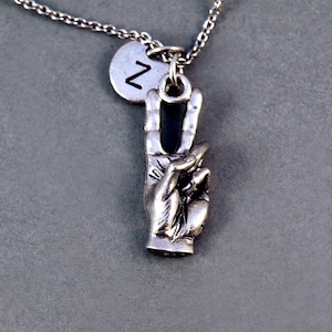 Peace Hand sign Necklace, V peace sign, V fingers, Victory hands, Victory fingers, initial necklace, hand stamped, personalized, monogram