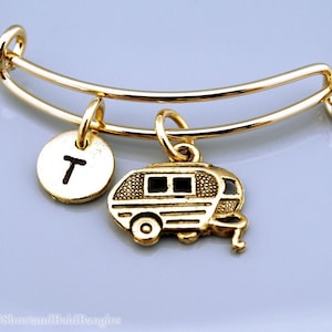 Travel trailer bangle, Trailer bracelet, Caravan, RV trailer, Expandable bangle, Personalized bracelet, Charm bangle, Initial bracelet