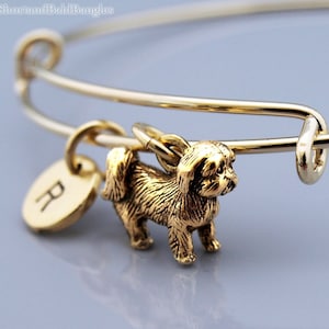 Brazalete de Shih Tzu, brazalete Shitsu, brazalete de Shih Tzu, brazalete expandible, brazalete personalizado, brazalete con dijes, monograma, brazalete con inicial