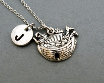 bible gift Noah/'s Ark gift Noah/'s Ark initial necklace Noah/'s Ark necklace religious jewelry Noah/'s Ark jewelry bible story jewelry