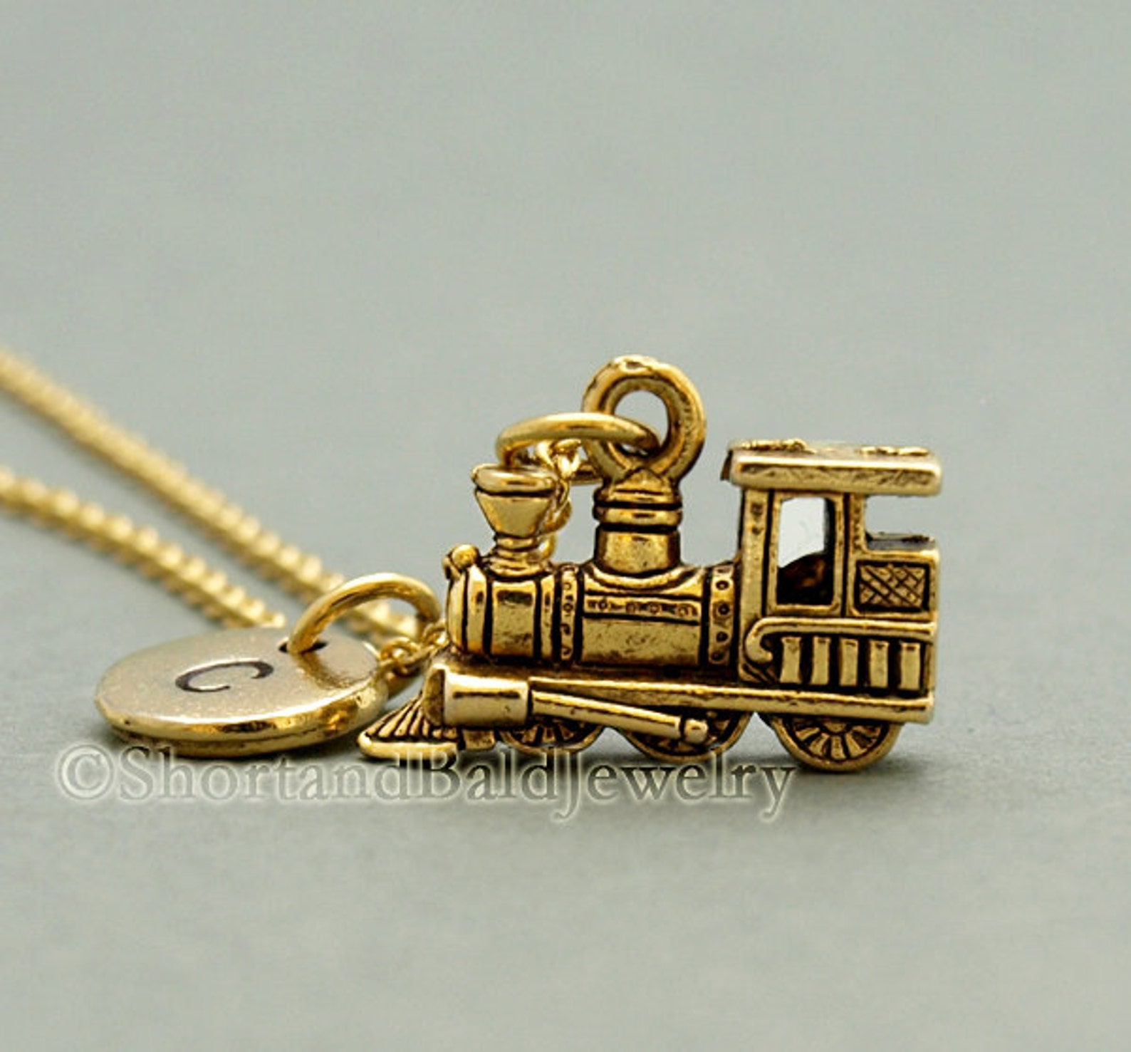 Steam Train Necklace Train Steam Engine Antique Gold Etsy
