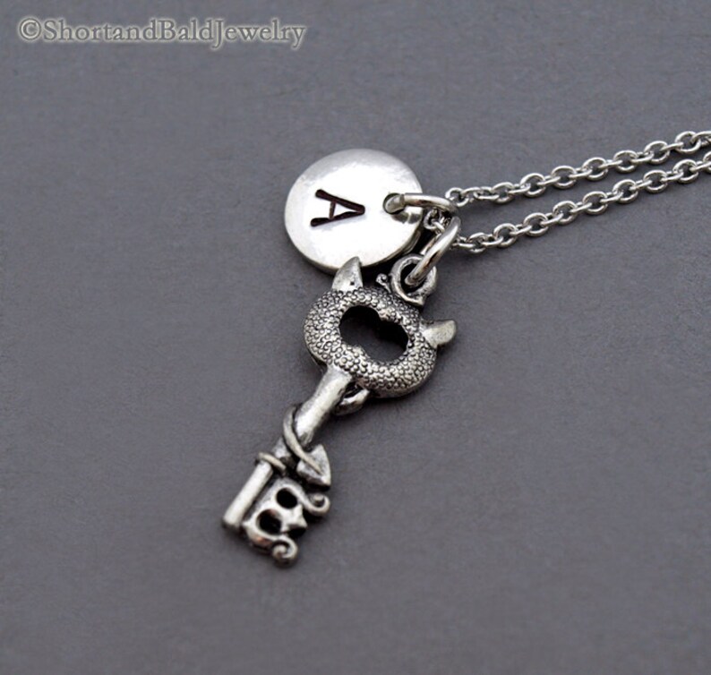 Devil key necklace Antique key Devil key charm Evil key Etsy