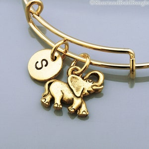 Elephant charm bangle, Elephant bracelet, Baby Elephant, Expandable bangle, Personalized bracelet, Charm bangle, Monogram, Initial bracelet