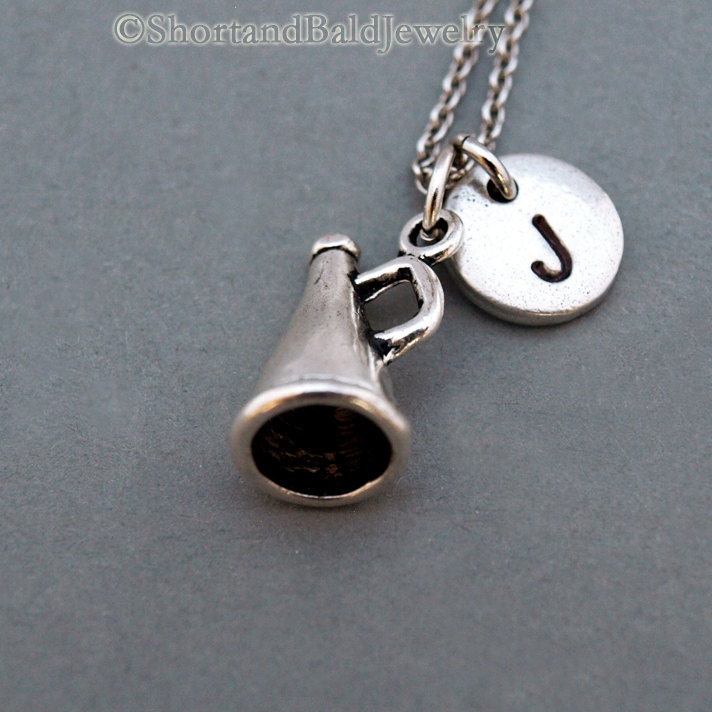 Cheerleader megaphone necklace cheerleader necklace silver Etsy