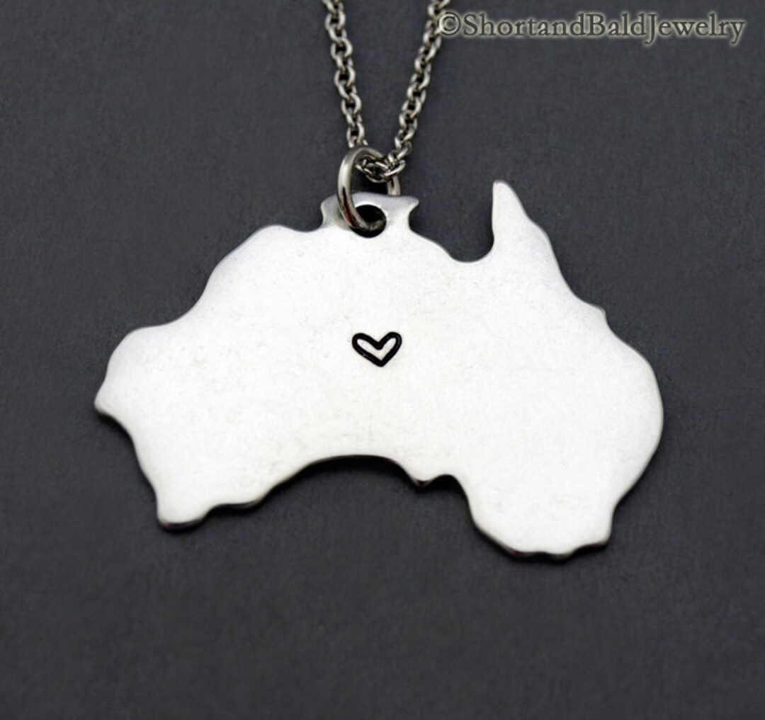 Australia Map Necklace, Australia Map Charm, Australia Silhouette Necklace, Long Distance