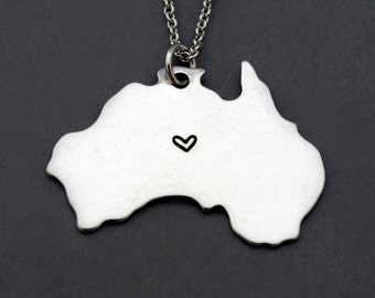 Australia map necklace, Australia map charm, Australia Silhouette necklace, Long Distance Relationship, Best friends necklace