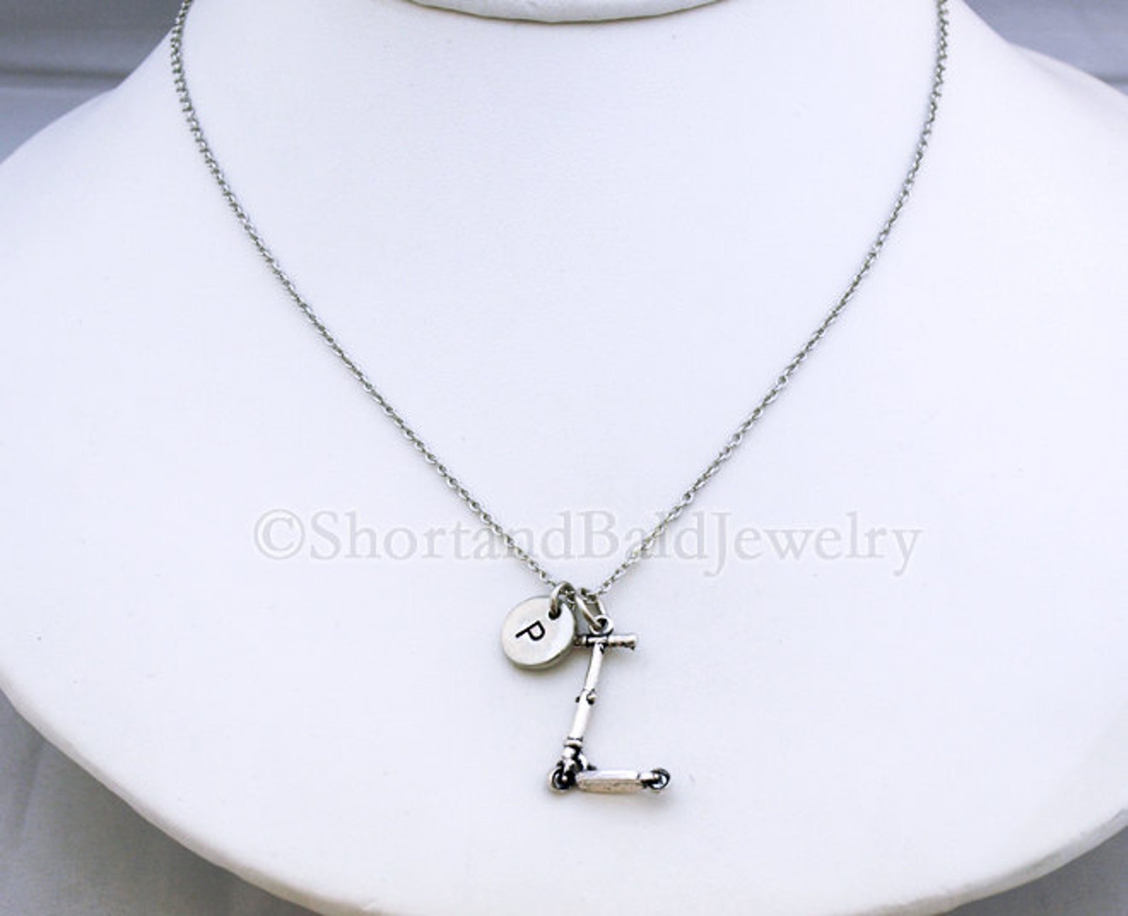 Scooter Necklace Chidlren's Scooter Kid Scooter Initial Etsy