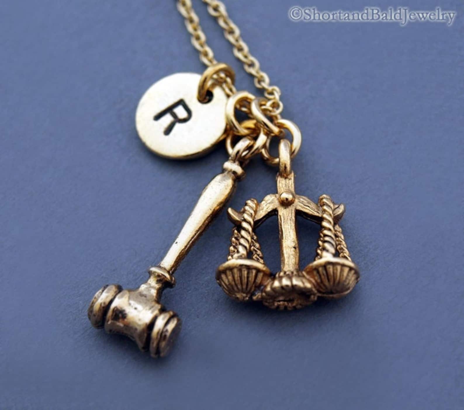 Scales of Justice Necklace Gavel Necklace Law Necklace Etsy