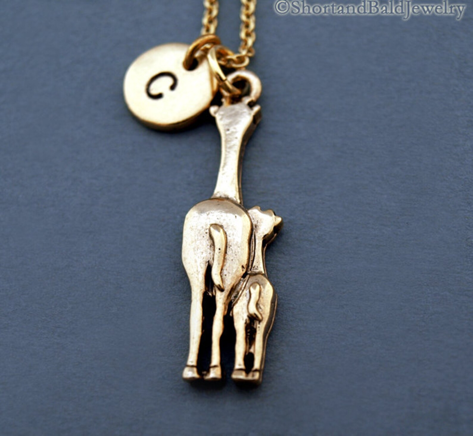 Giraffe Necklace Giraffe Mom and Baby Giraffe Charm Gold Etsy