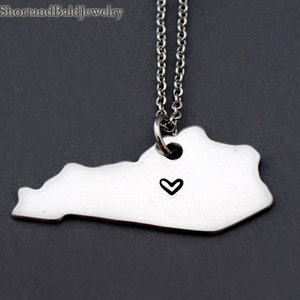 Kentucky Halskette, Kentucky State Map Charme, Kentucky State Silhouette, Fernbeziehung, Paare-Halskette, beste Freunde Halskette