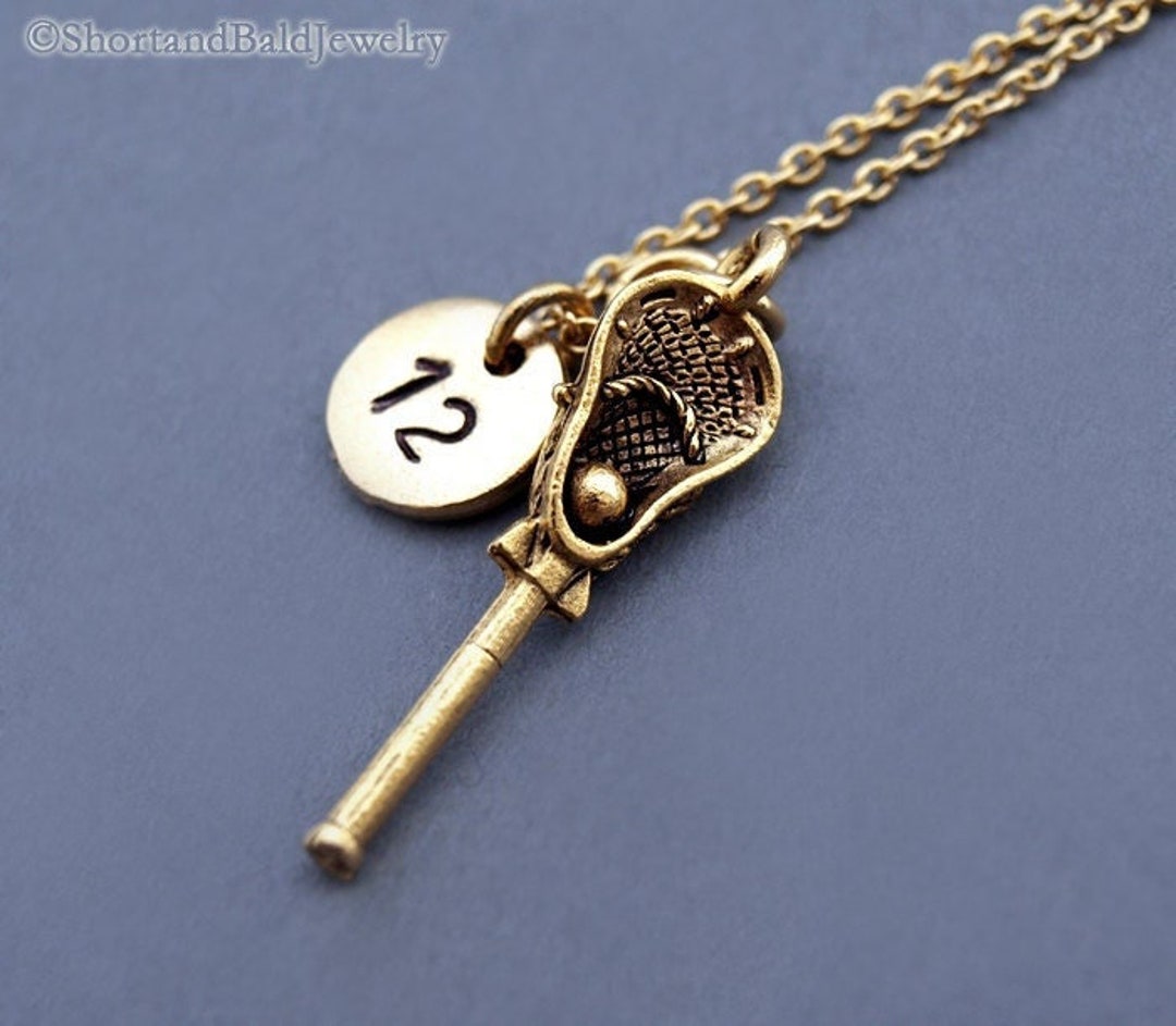 Lacrosse Charm Necklace, Lacrosse Stick Necklace, Gold Lacrosse Stick