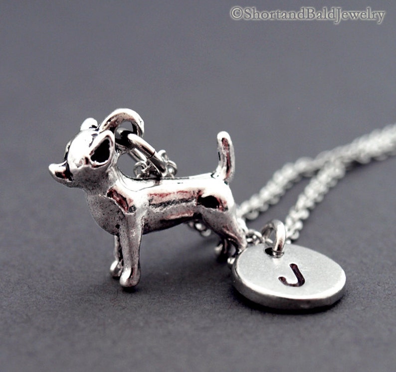 Dog Chihuahua Black Charm Tibetan Silver with 18 Necklace D3