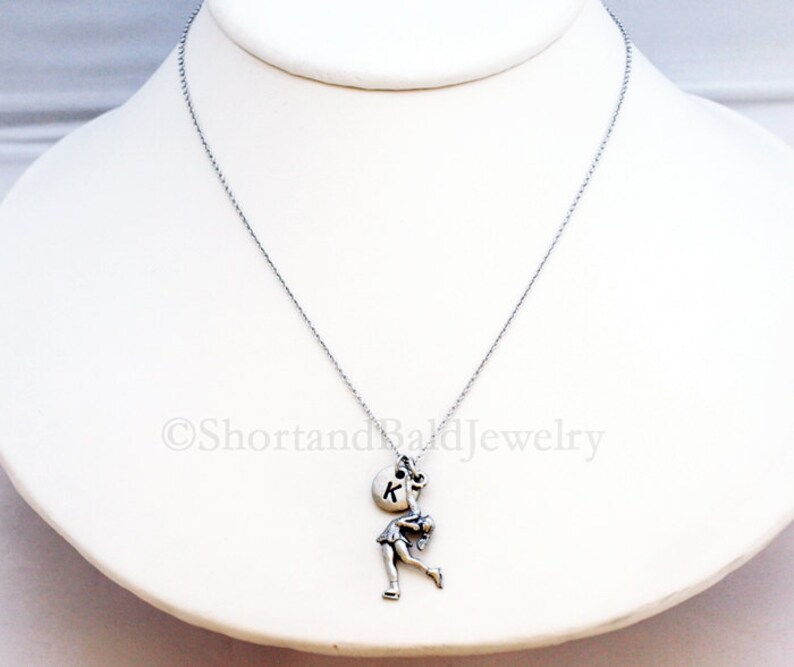 antique silver personalized monogram initial hand stamped figure skating initial necklace Ice Skating necklace figure skater