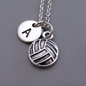 Volleyball necklace, volleyball charm, Volley Ball, Volleyball ball necklace, initial necklace, personalized, antique silver, monogram